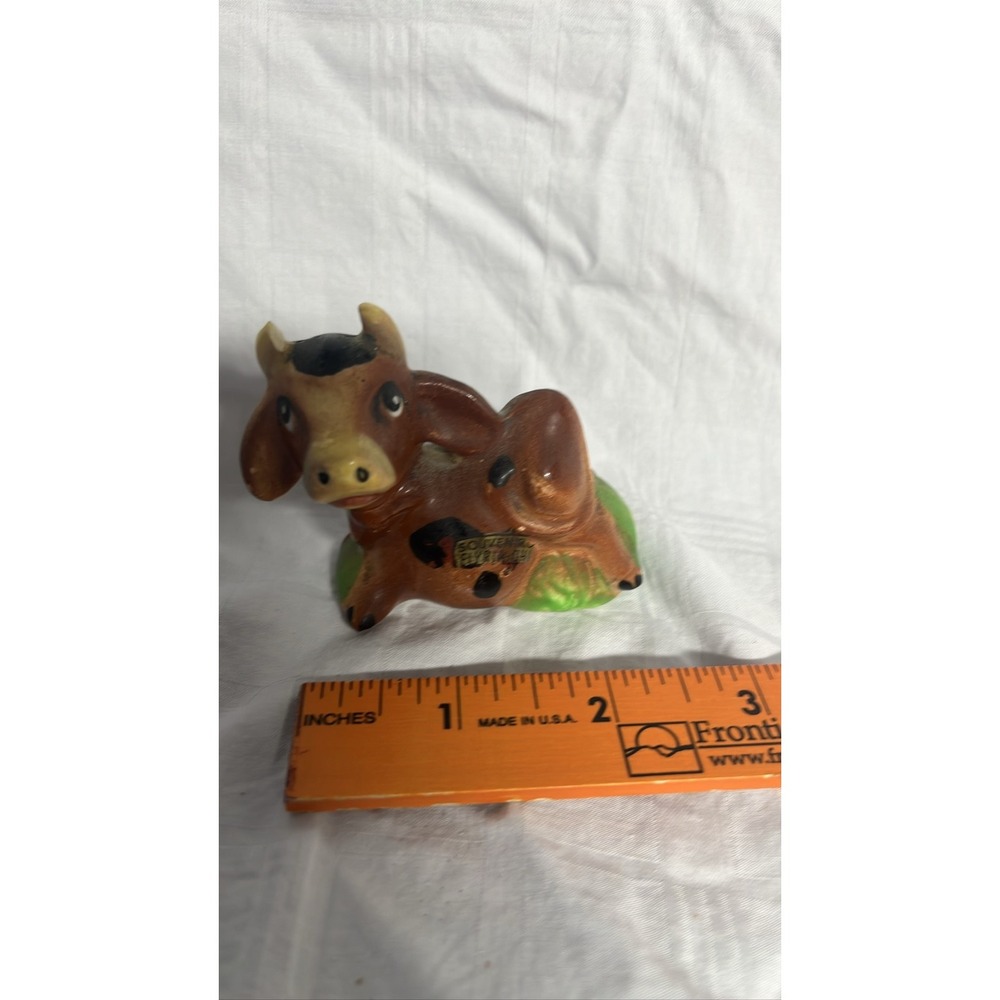 Miniature Brown Spotted Ceramic Cow salt shaker